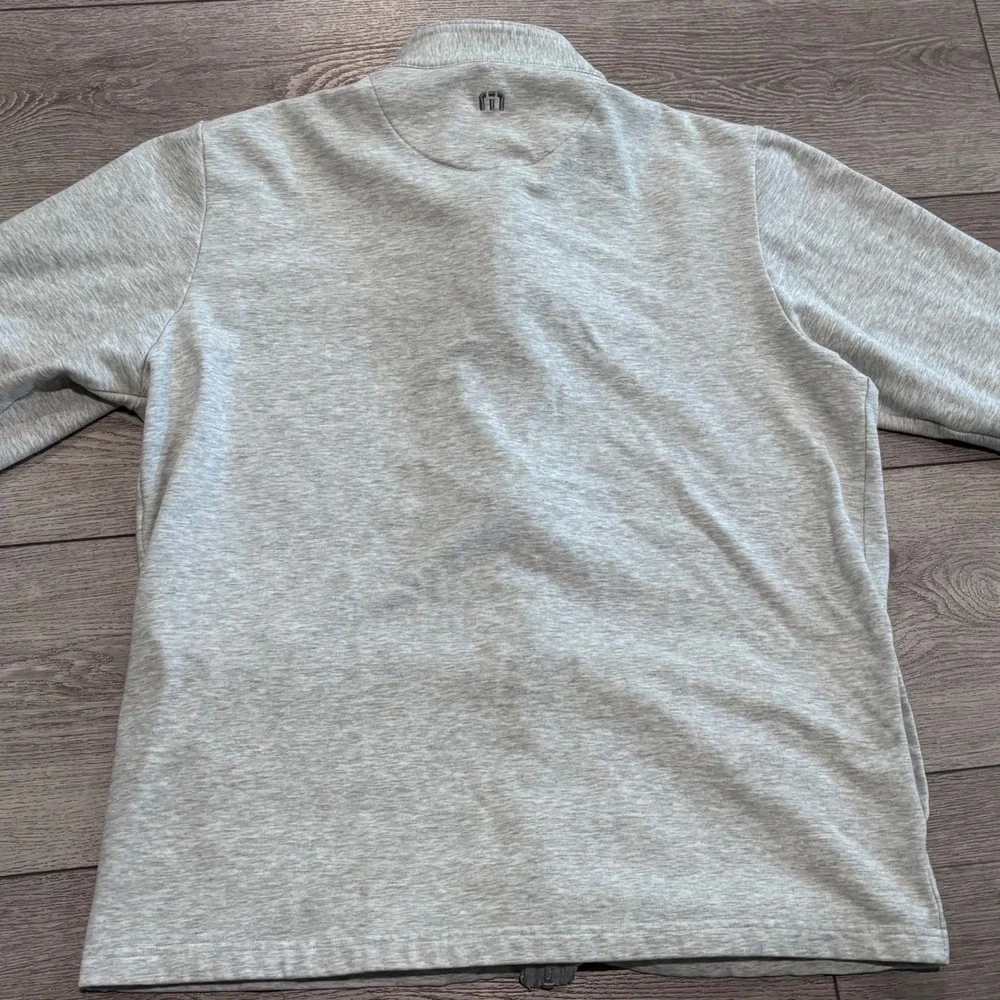 Travis Mathew Full Zip Sweater Mens Large Grey Stretch Golf Performance Layer